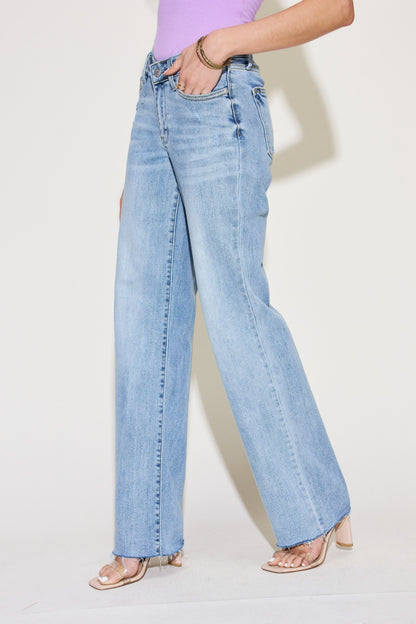 Judy Blue Full Size V Front Waistband Straight Jeans-Angel Casuals