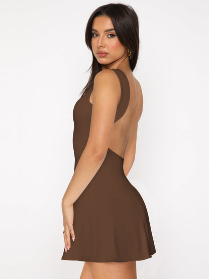 Backless Wide Strap Mini Dress-Angel Casuals