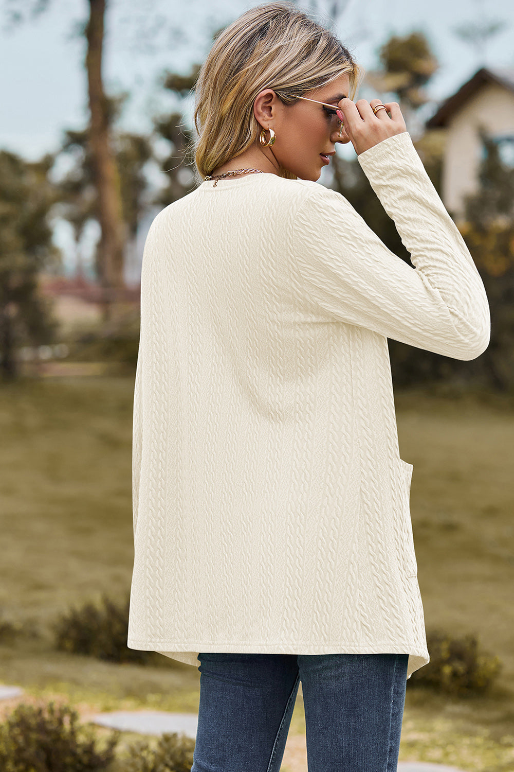 Open Front Long Sleeve Cardigan-Angel Casuals
