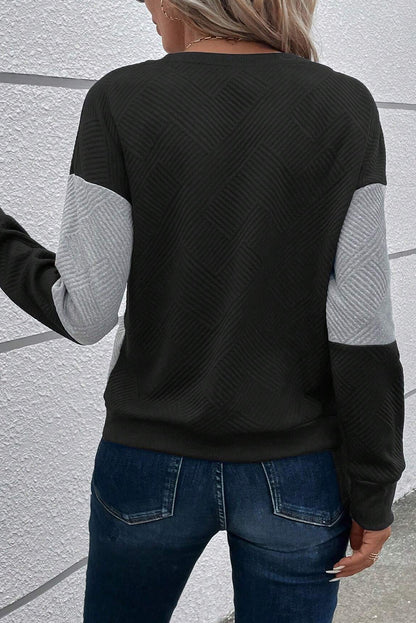 Color Block Round Neck Dropped Shoulder T-Shirt-Angel Casuals