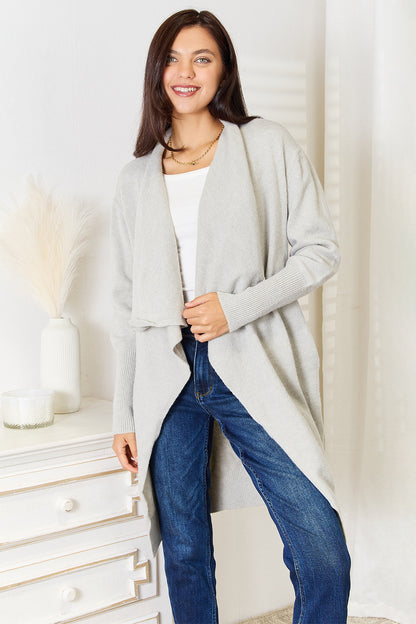 Open Front Duster Cardigan with Pockets-Angel Casuals