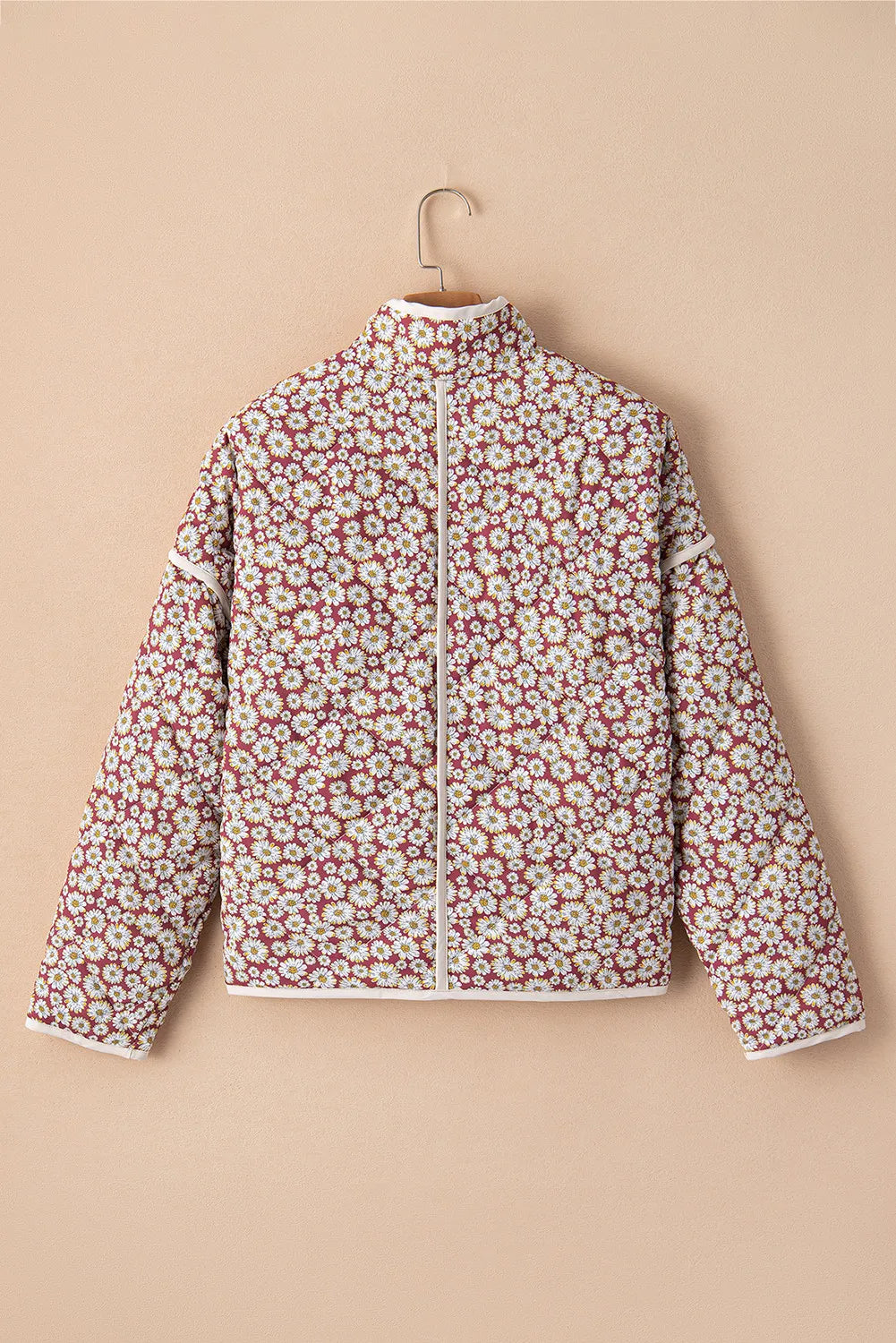 Floral Snap Down Mock Neck Coat-Angel Casuals