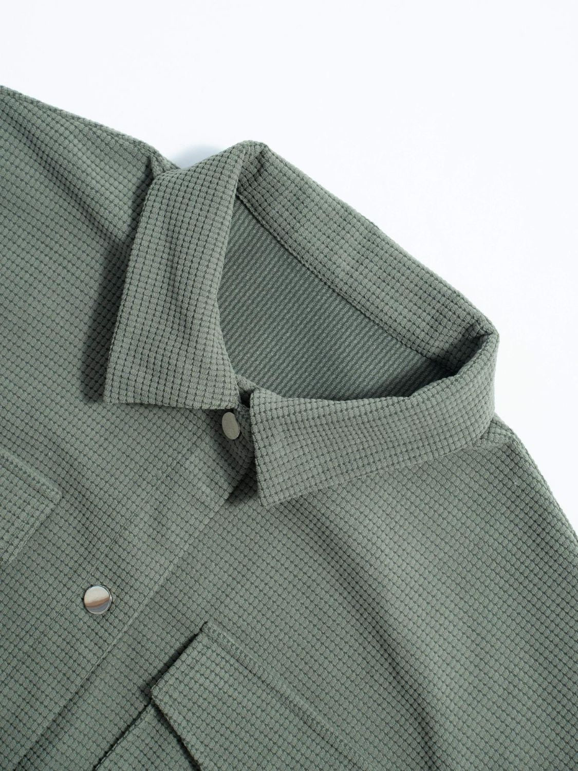 Snap Down Collared Neck Drop Shoulder Jacket-Angel Casuals