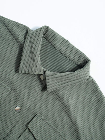 Snap Down Collared Neck Drop Shoulder Jacket-Angel Casuals
