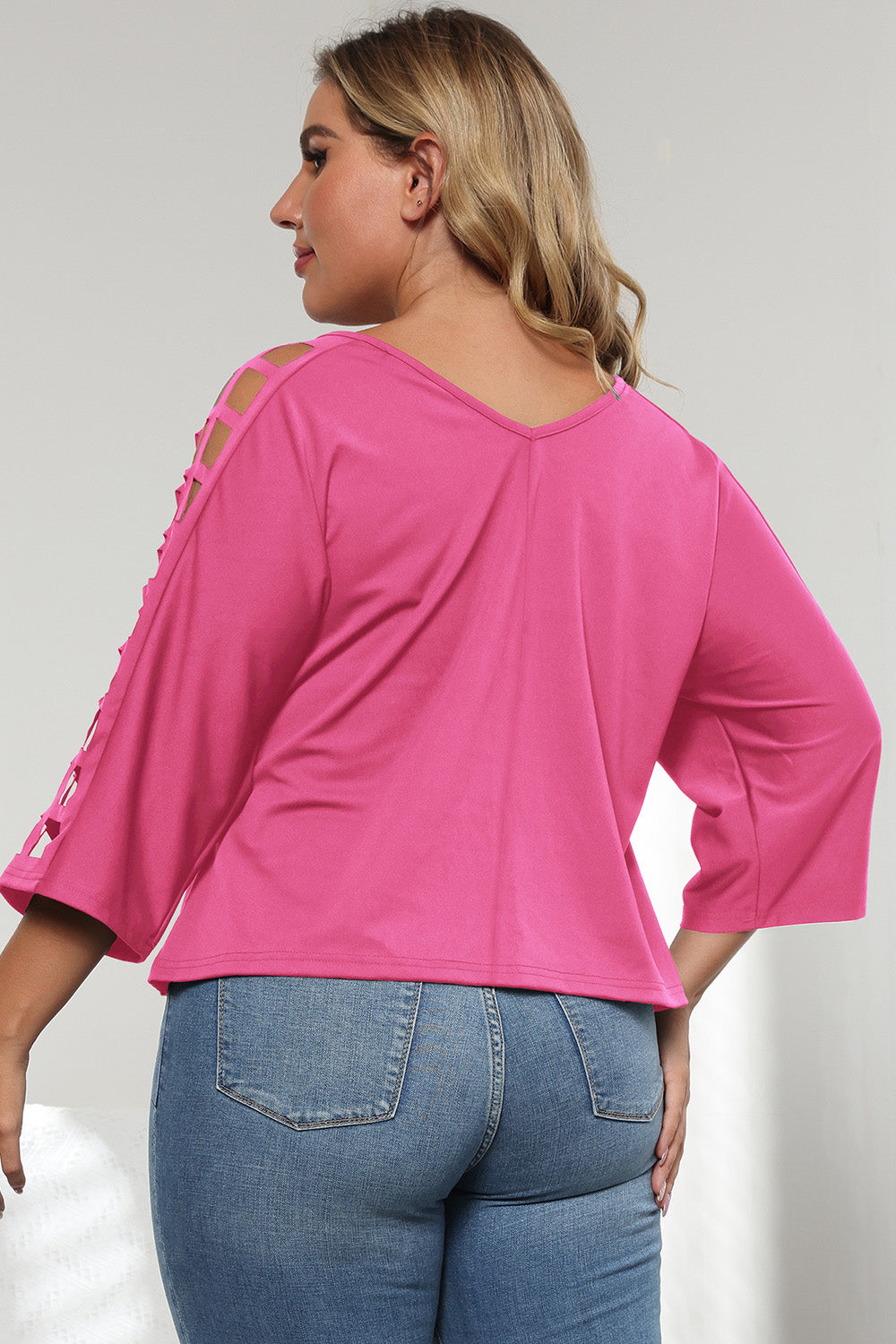 3/4 Sleeve Cutout Detail Top-Angel Casuals