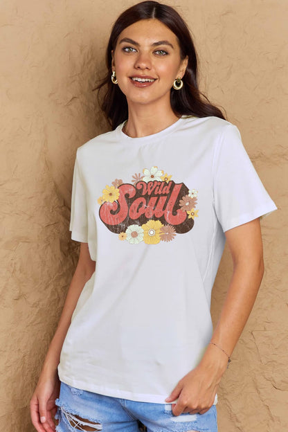 Simply Love Full Size WILD SOUL Graphic Cotton T-Shirt-Angel Casuals