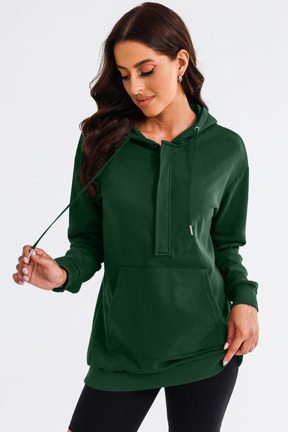 Drawstring Half Zip Hooded Dress-Angel Casuals