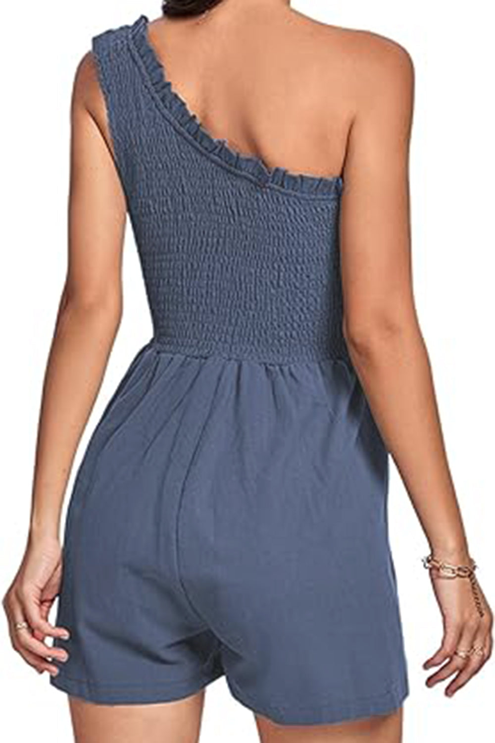 Smocked Single Shoulder Romper-Angel Casuals