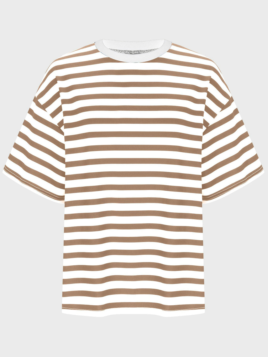 Striped Round Neck Half Sleeve T-Shirt-Angel Casuals