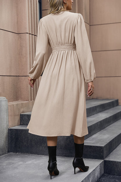V-Neck Buttoned Slit Dress-Angel Casuals
