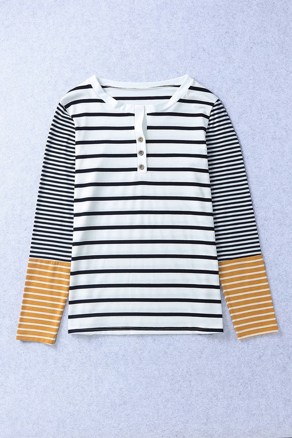 Striped Buttoned Long Sleeve Top-Angel Casuals