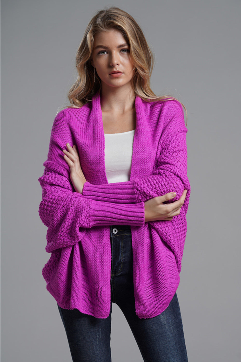 Open Front Batwing Sleeve Cardigan-Angel Casuals