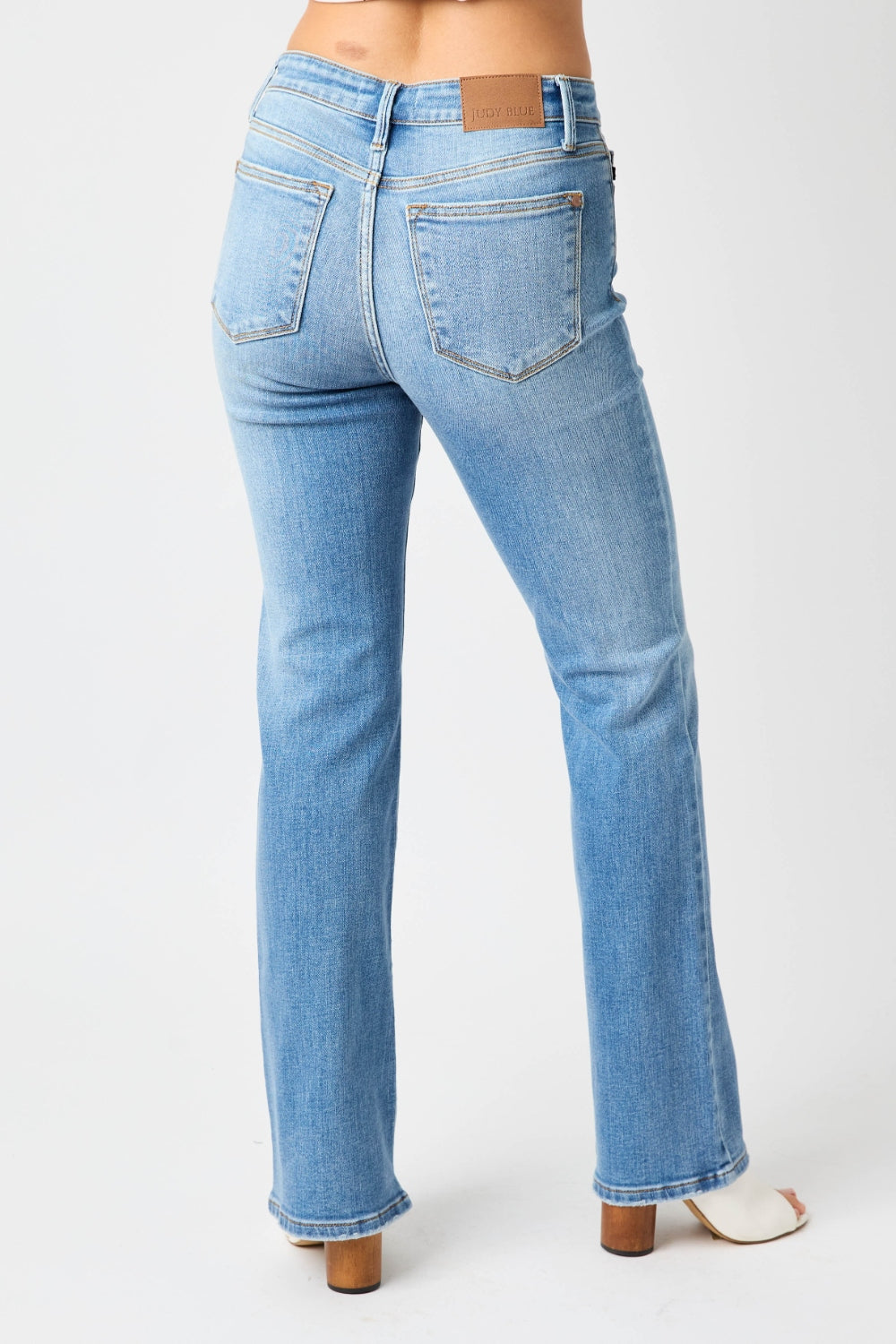 Judy Blue Full Size Mid-Rise Waist Straight Jeans-Angel Casuals