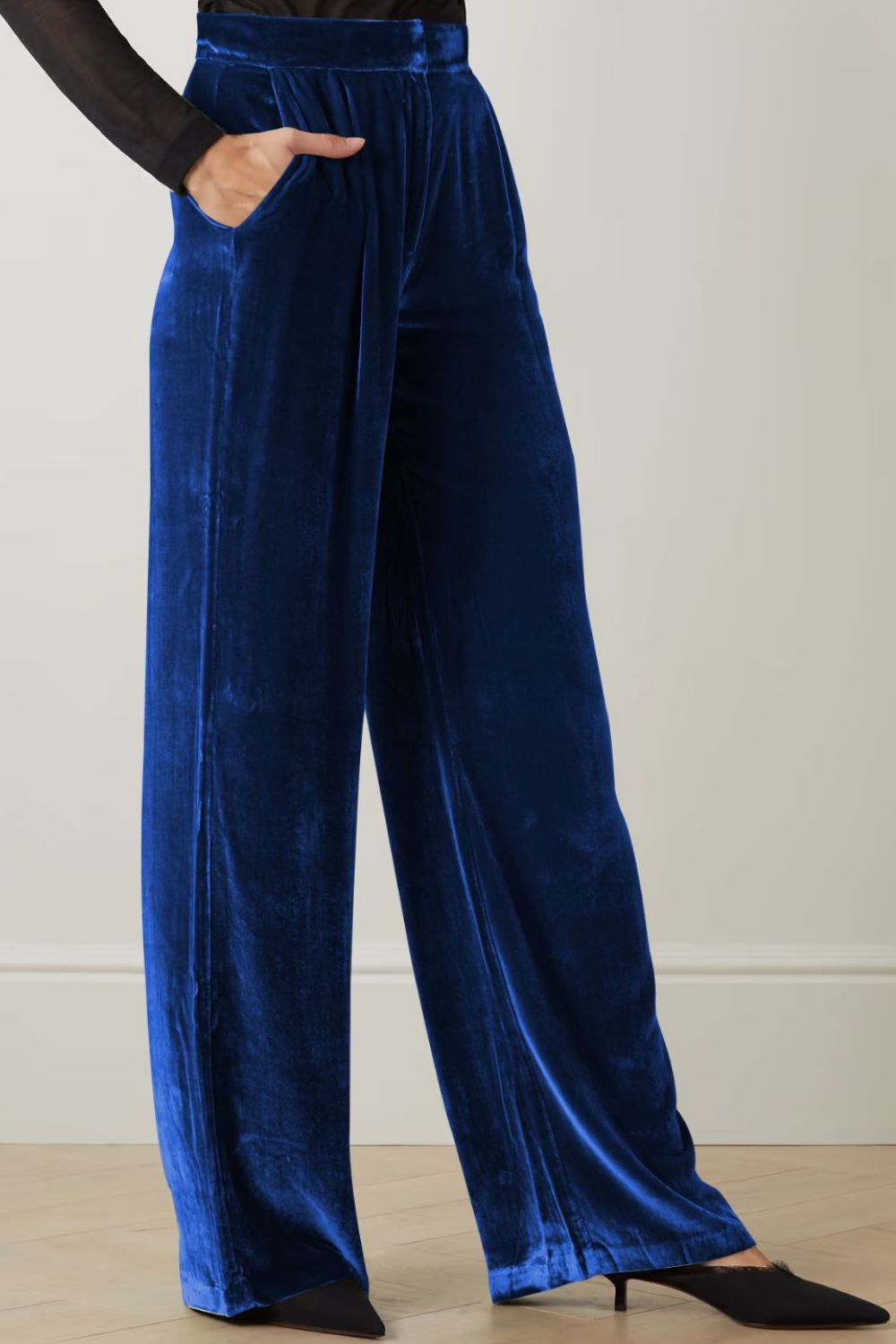 Loose Fit High Waist Long Pants with Pockets-Angel Casuals