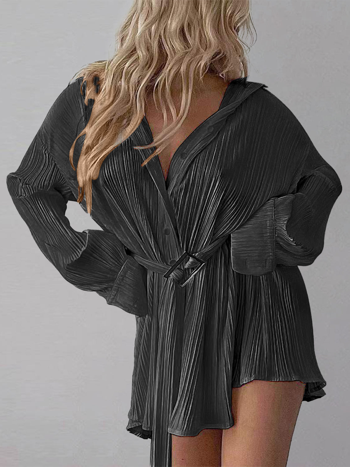 Button Up Dropped Shoulder Shirt Dress-Angel Casuals