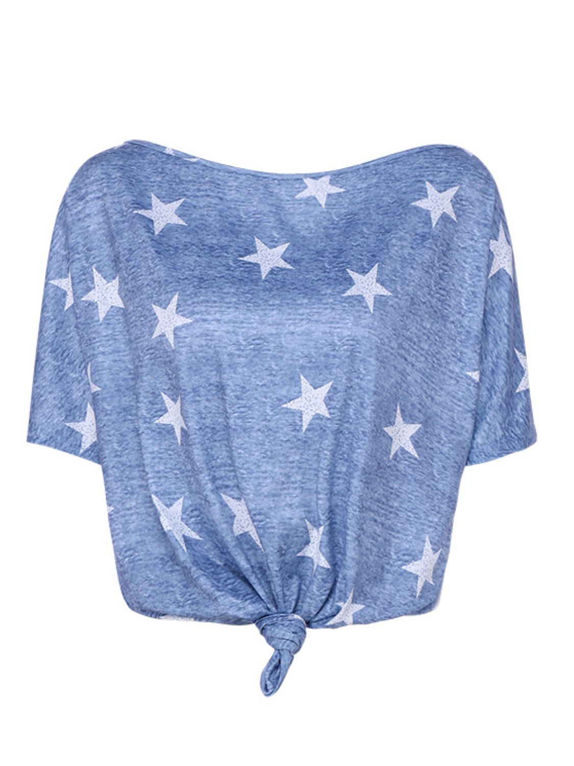 Star Print Short Sleeve T-Shirt-Angel Casuals