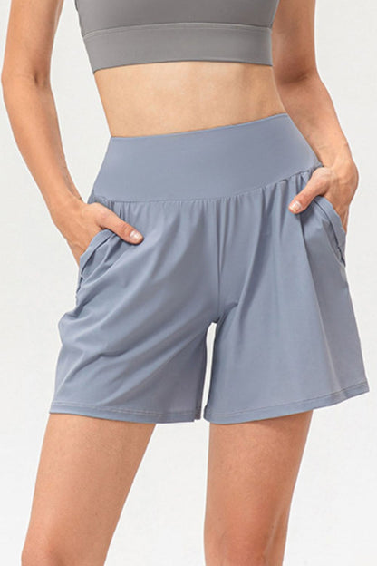 Pocketed Elastic Waist Active Shorts-Angel Casuals