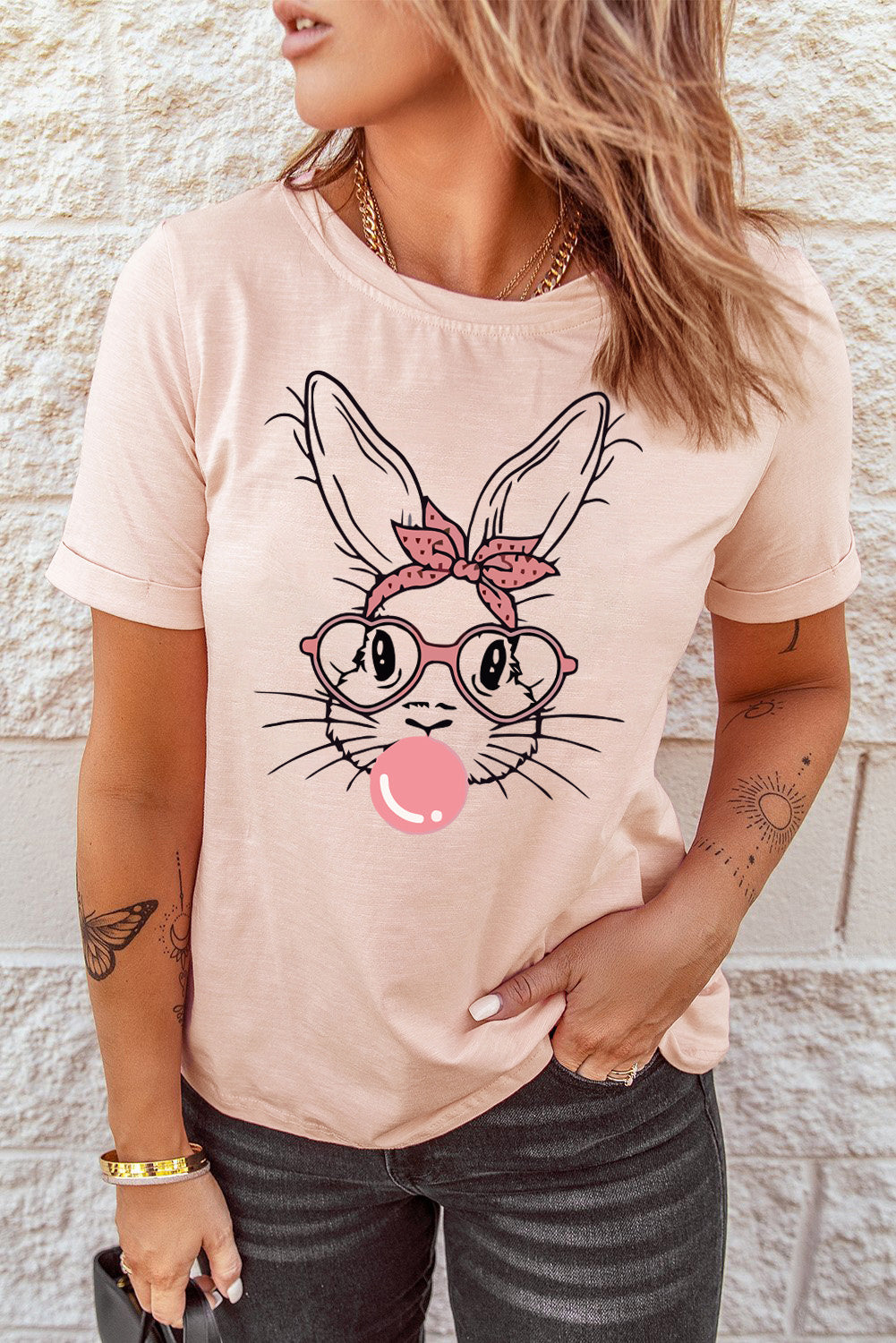 Rabbit Graphic Easter Tee Shirt-Angel Casuals