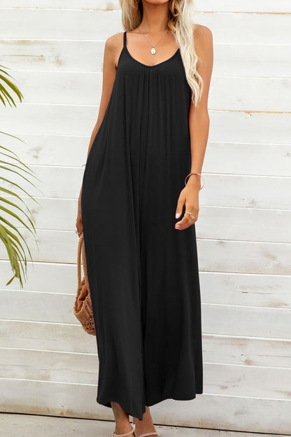 Spaghetti Strap Scoop Neck Jumpsuit-Angel Casuals