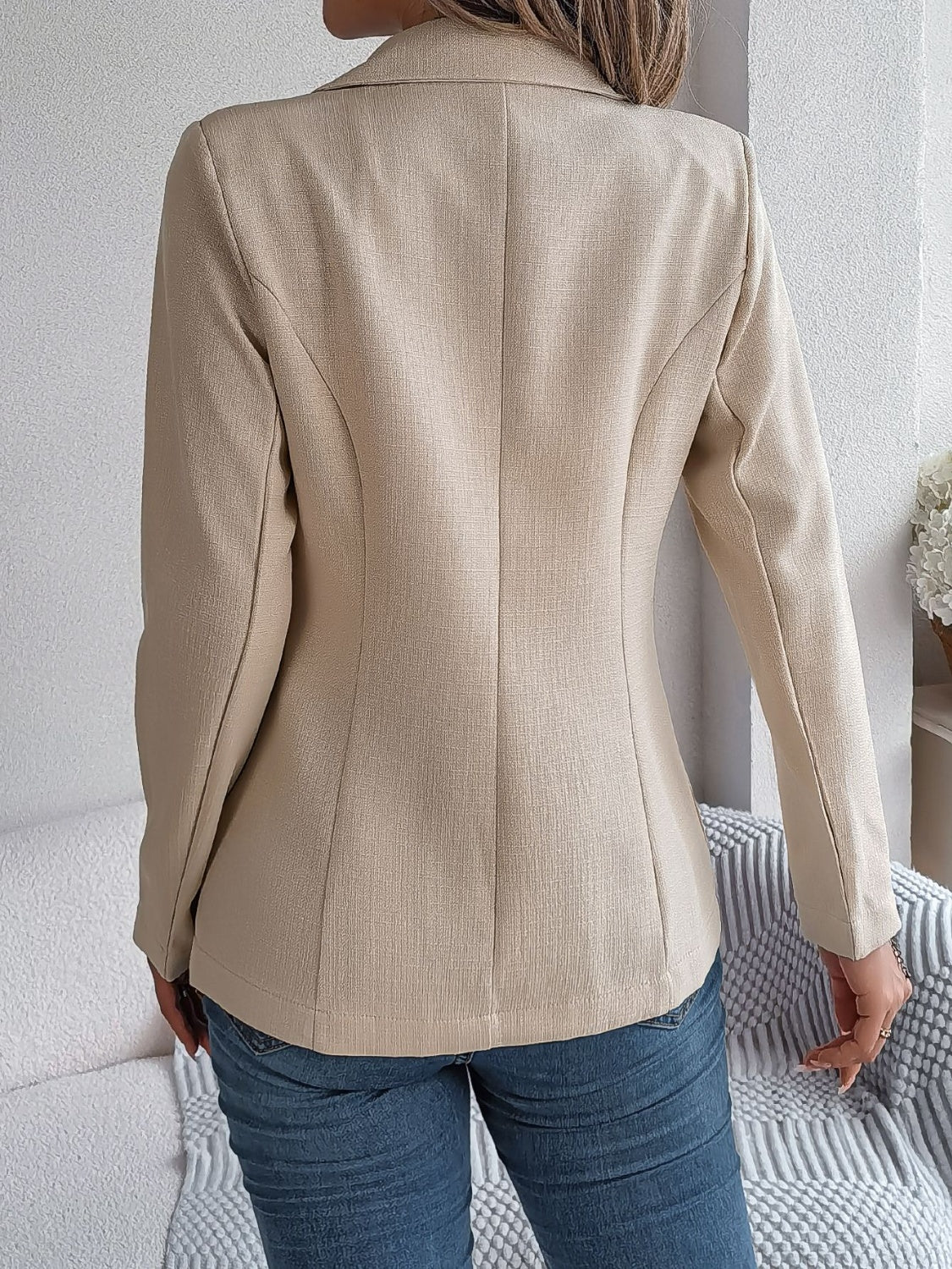 Decorative Pocket Flap Lapel Collar Long Sleeve Blazer-Angel Casuals