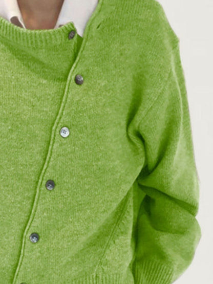 Dropped Shoulder Buttoned Cardigan-Angel Casuals