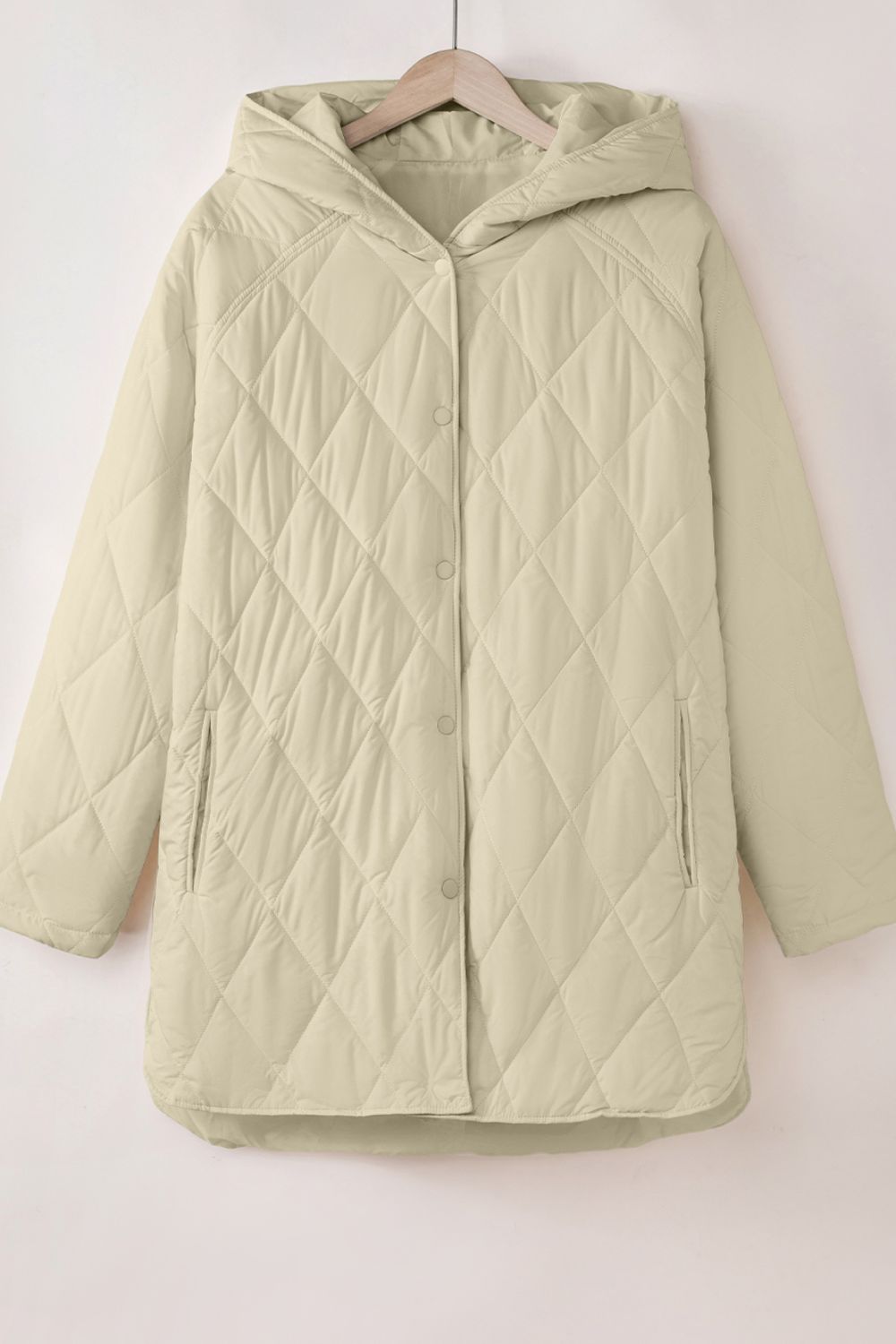 Snap Down Long Sleeve Quilted Winter Coat-Angel Casuals