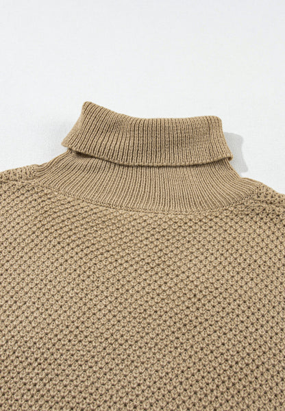 Solid Color Turtleneck Short Sleeve Sweater-Angel Casuals