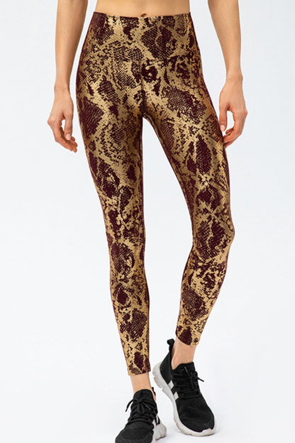 Animal Print Slim Fit Wide Waistband Long Sports Pants-Angel Casuals