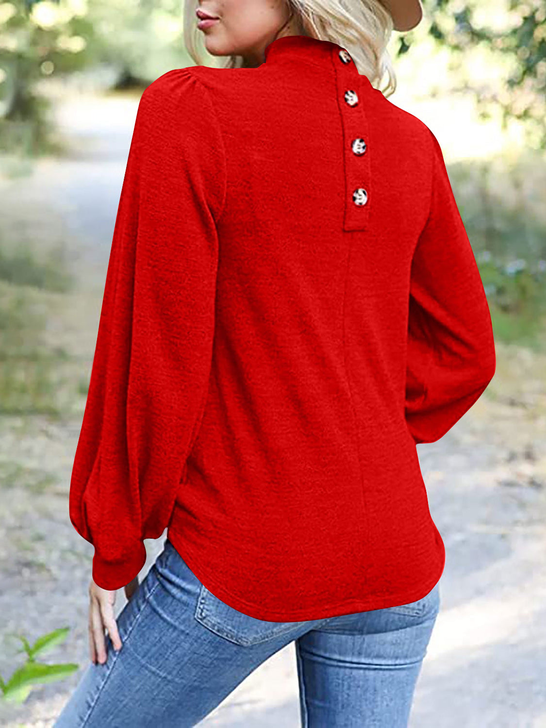 Full Size Mock Neck Long Sleeve T-Shirt-Angel Casuals