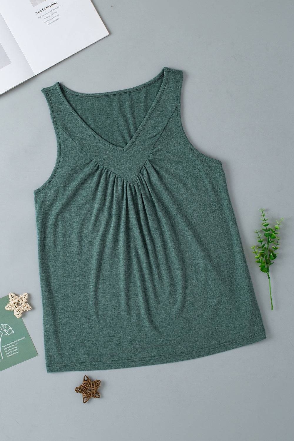 V-Neck Wide Strap Tank-Angel Casuals