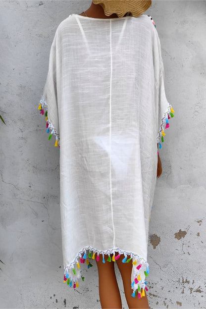 Tassel Detail Embroidery Dress-Angel Casuals