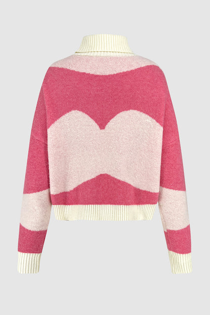 Color Block Turtleneck Dropped Shoulder Sweater-Angel Casuals