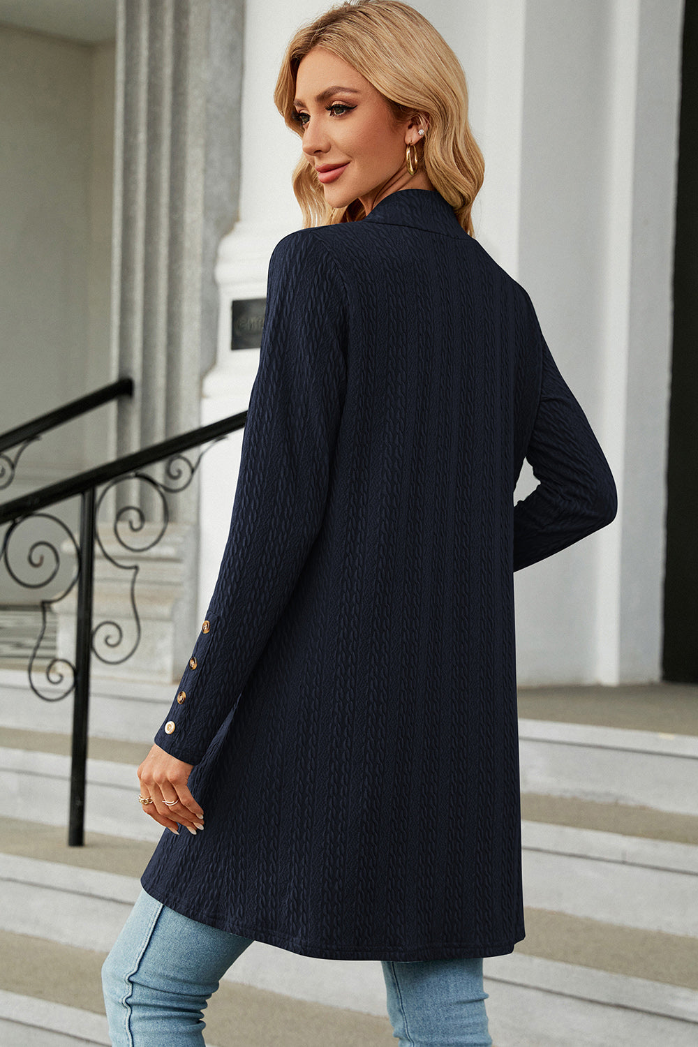 Open Front Long Sleeve Cardigan-Angel Casuals