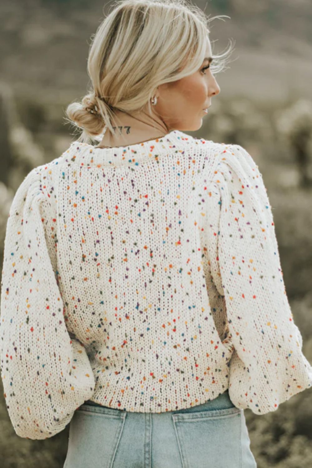 Confetti Round Neck Long Sleeve Sweater-Angel Casuals