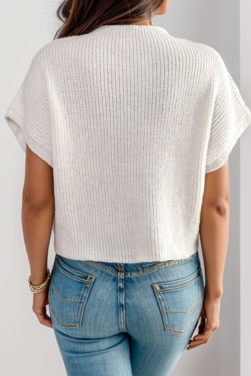 Flower Round Neck Short Sleeve Sweater-Angel Casuals