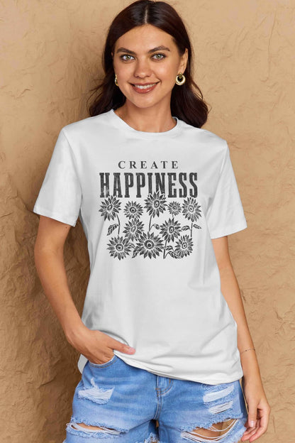 Simply Love Full Size CREATE HAPPINESS Graphic Cotton T-Shirt-Angel Casuals