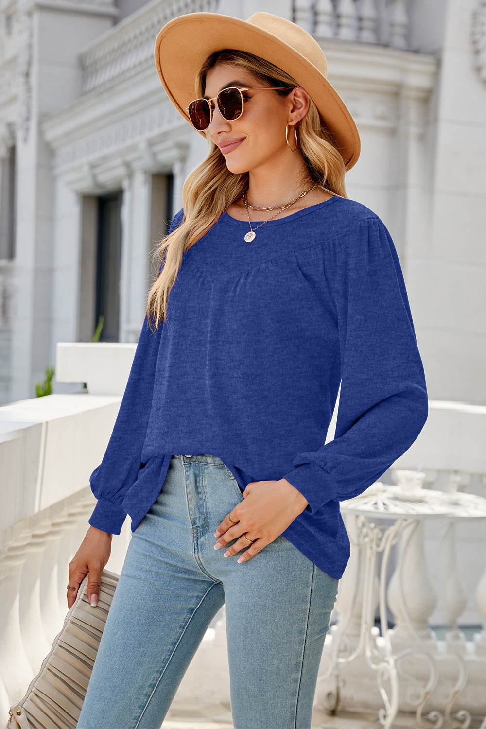 Round Neck Long Sleeve Top-Angel Casuals