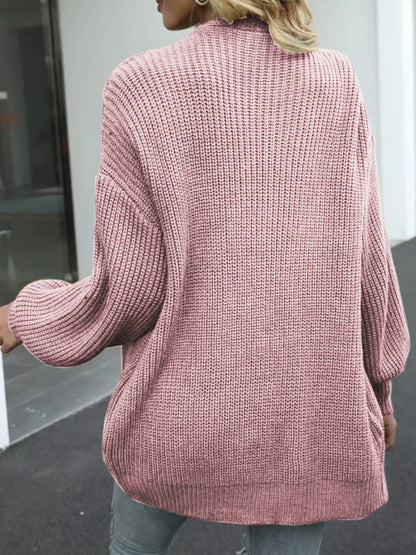 Drop Shoulder Balloon Sleeve Cardigan-Angel Casuals
