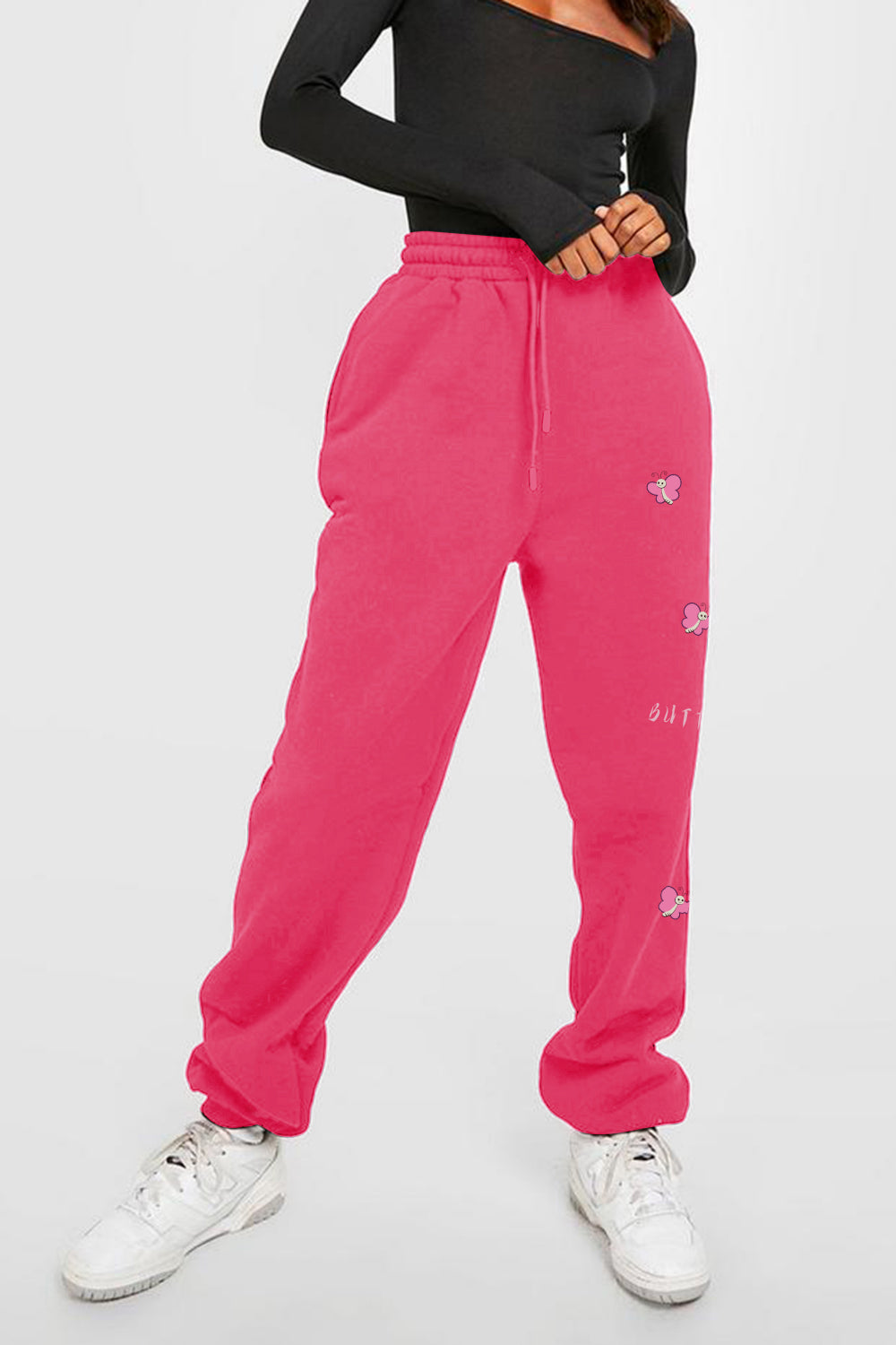 Simply Love Simply Love Full Size Drawstring BUTTERFLY Graphic Long Sweatpants-Angel Casuals