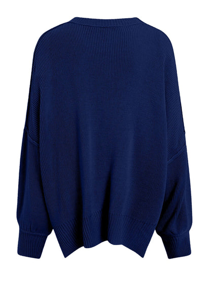 Round Neck Long Sleeve Sweater-Angel Casuals