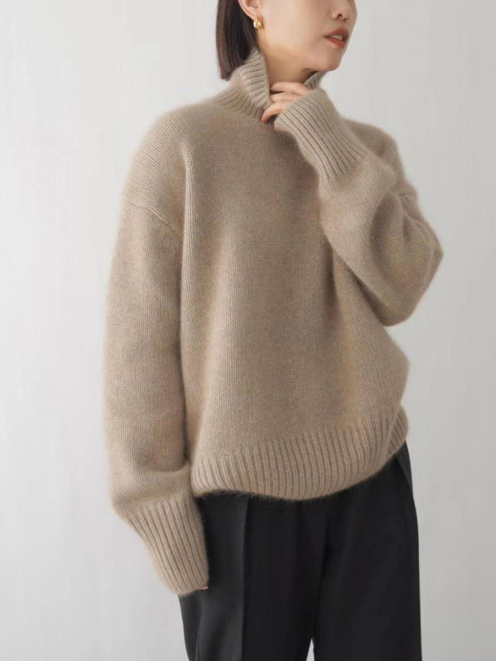 Turtleneck Dropped Shoulder Long Sleeve Sweater-Angel Casuals