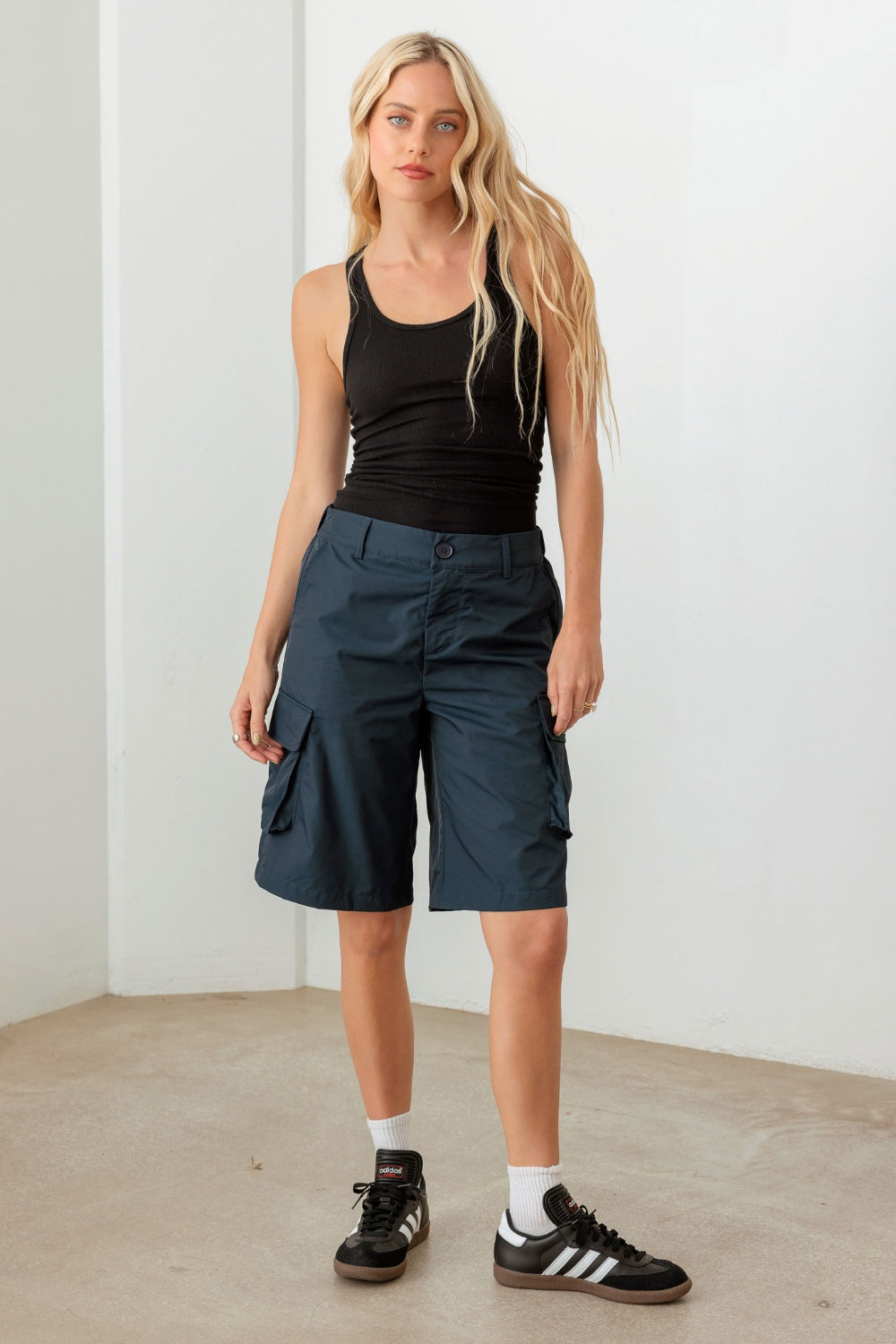 Le Lis Navy Cargo Bermuda Shorts-Angel Casuals