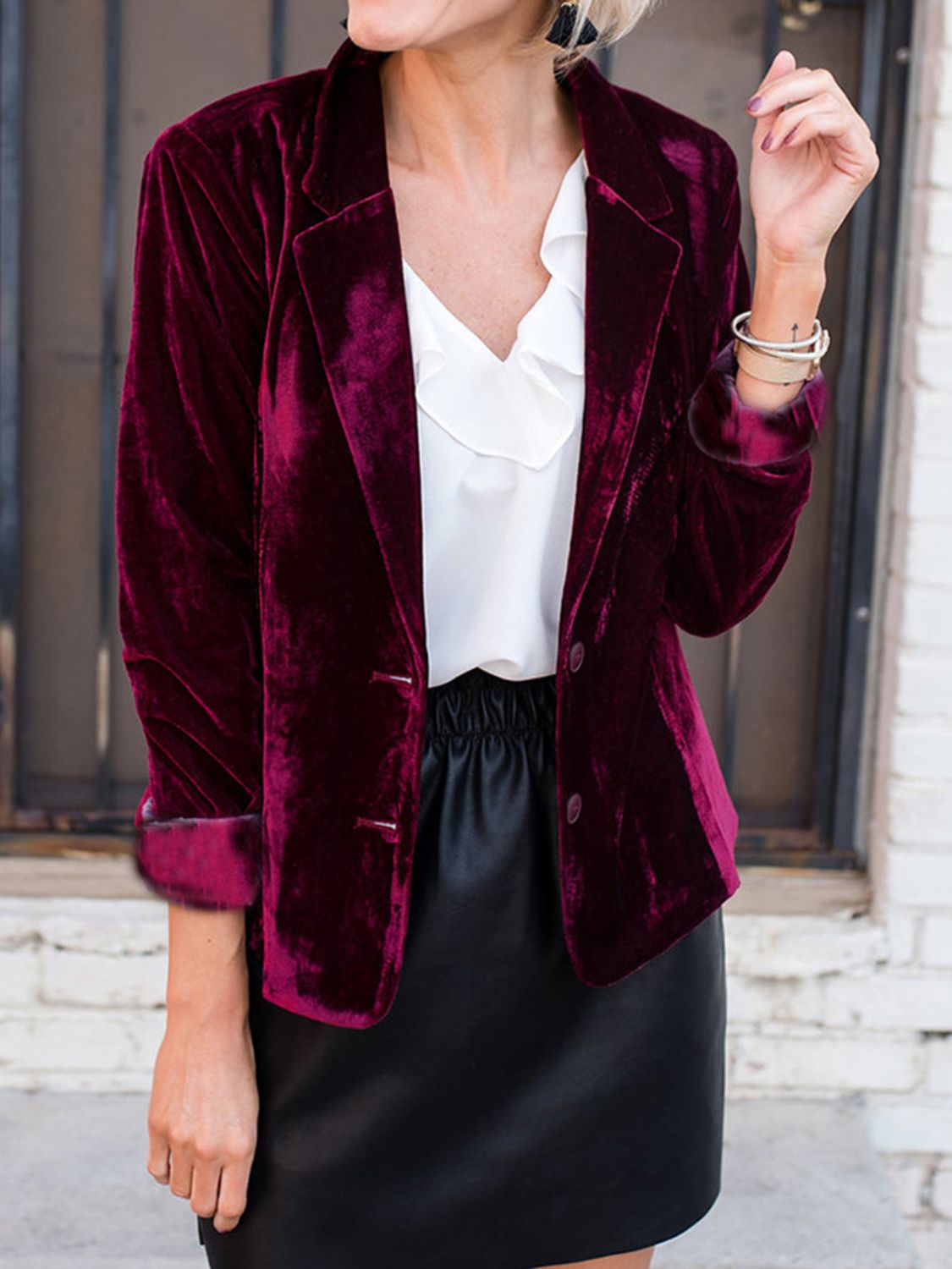 Button Up Lapel Collar Blazer-Angel Casuals