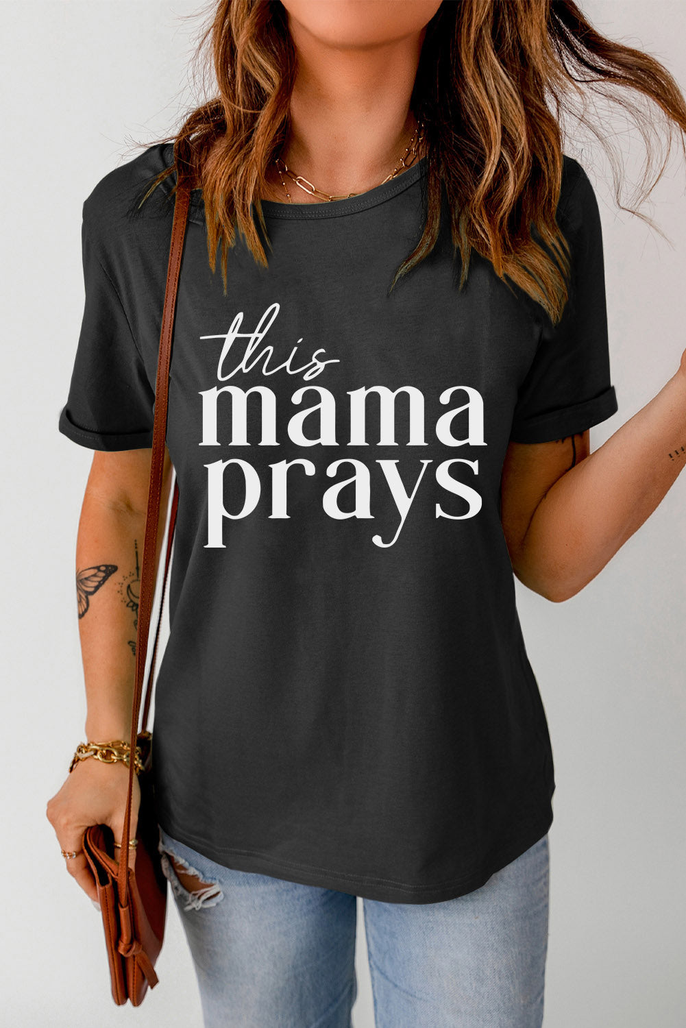 THIS MAMA PRAYS Graphic Tee-Angel Casuals