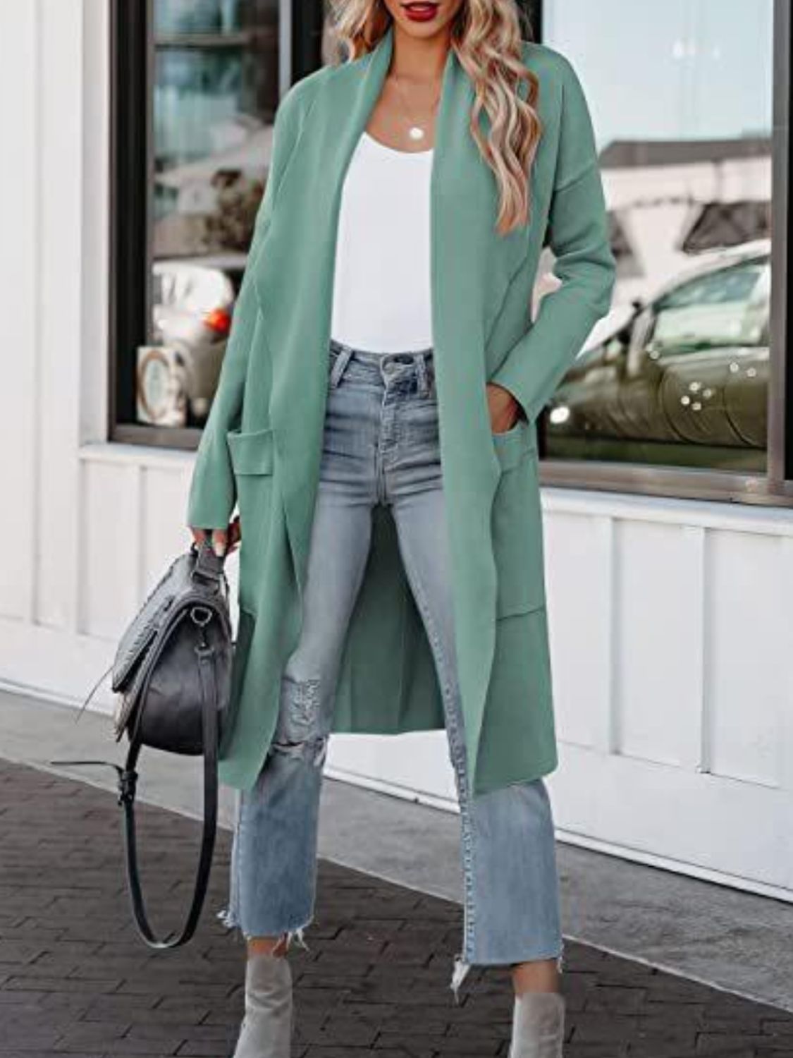 Open Front Dropped Shoulder Outerwear-Angel Casuals