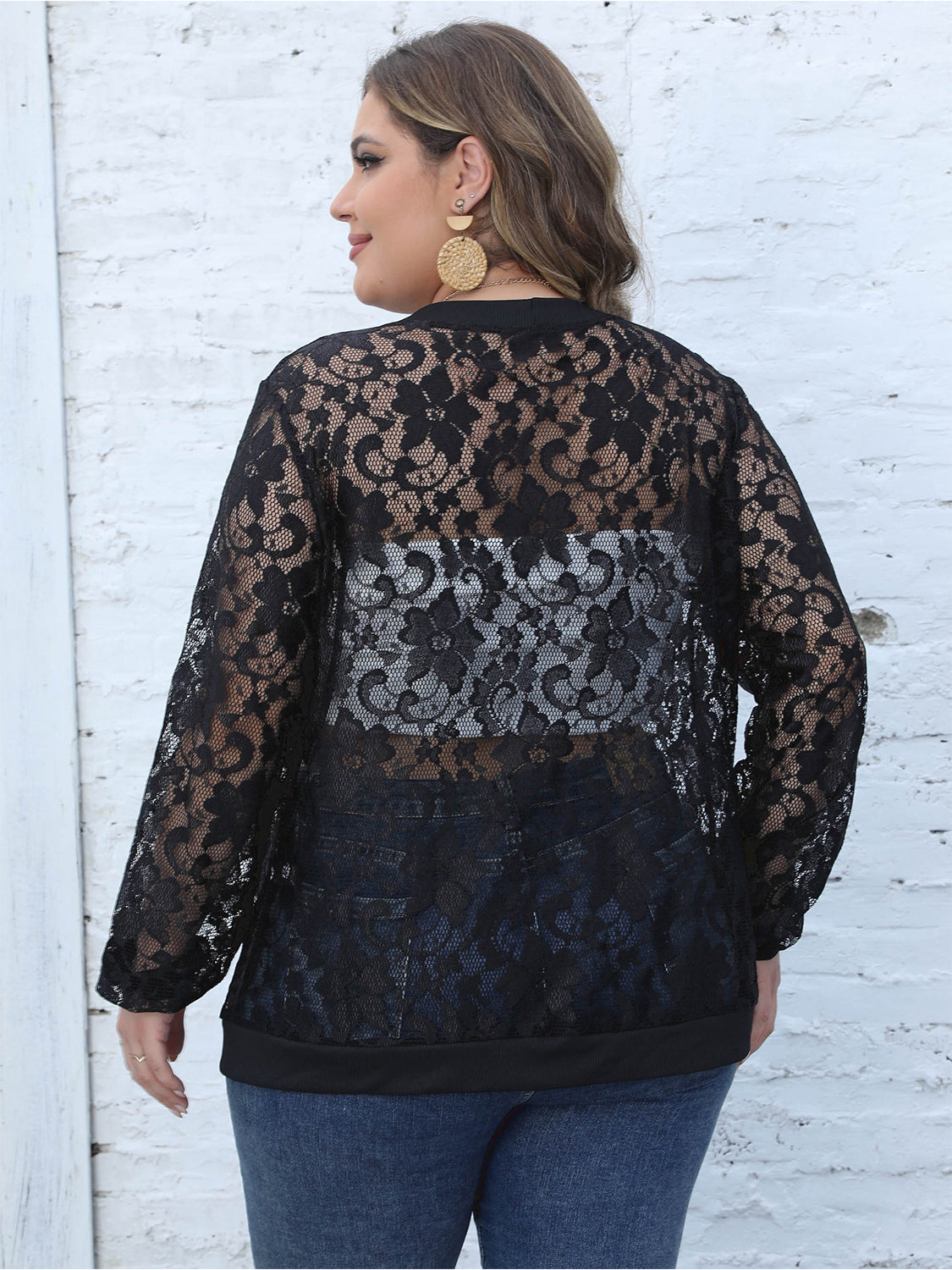 Plus Size Lace Open Front Cardigan-Angel Casuals