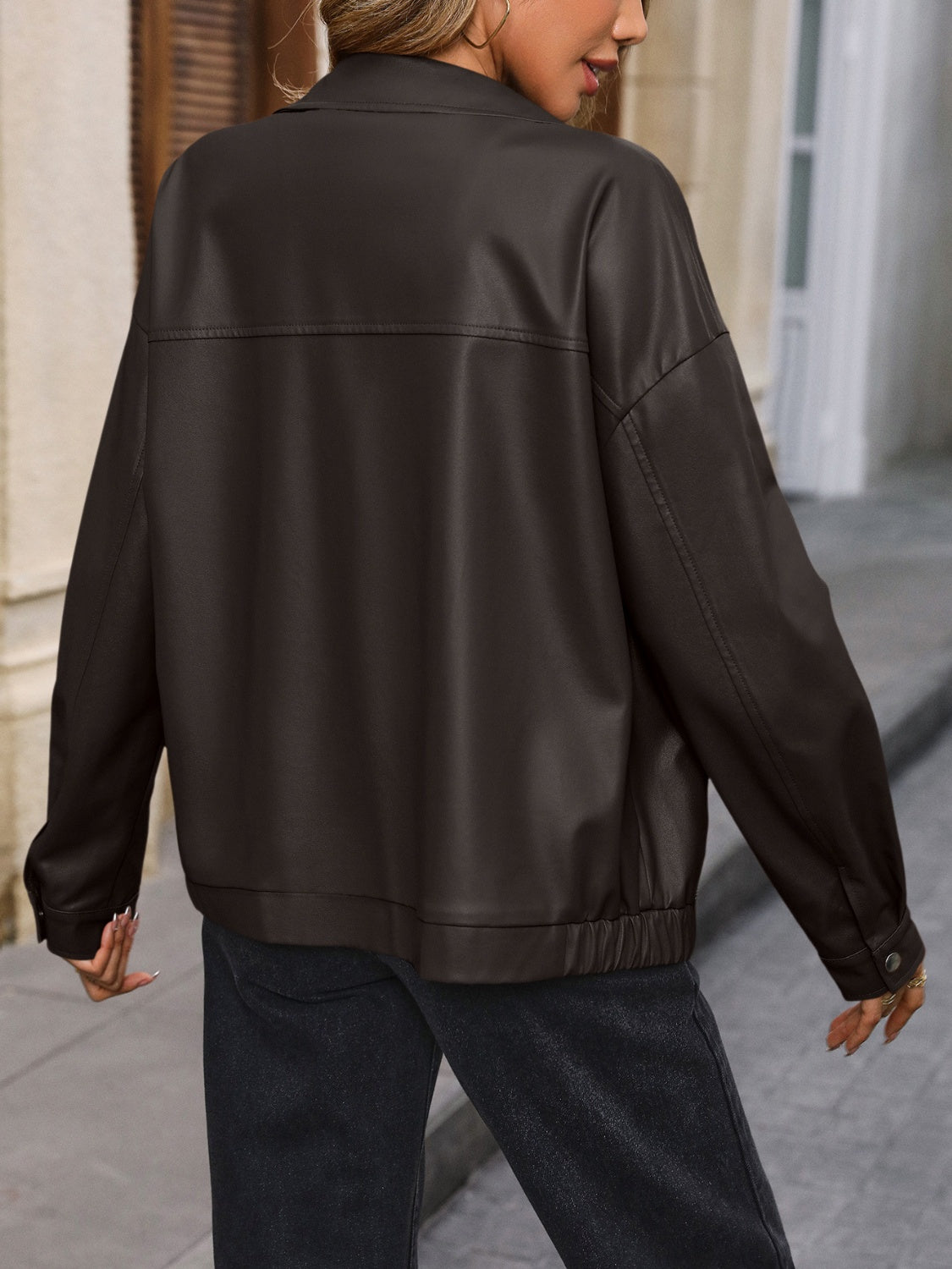 Ivy Lane Pocketed Zip Up Collared Neck Jacket-Angel Casuals