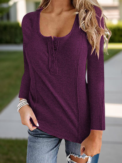 Full Size Scoop Neck Long Sleeve T-Shirt-Angel Casuals