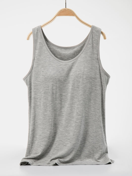 Scoop Neck Wide Strap Tank-Angel Casuals