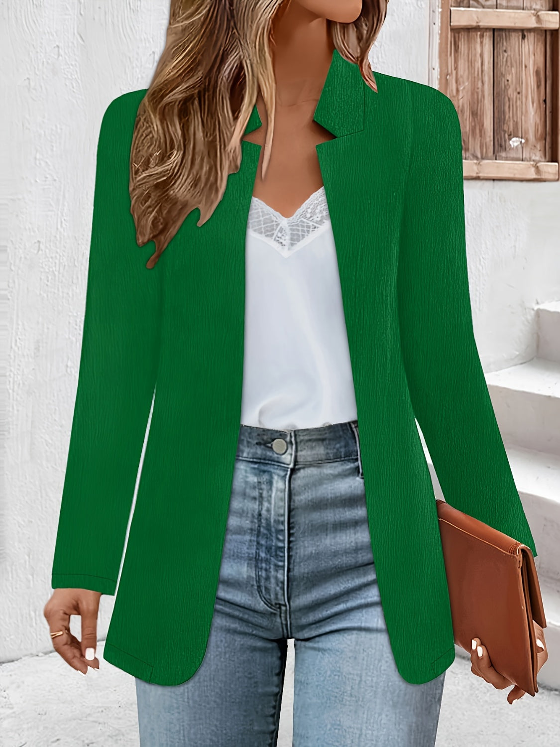 Open Front Long Sleeve Jacket-Angel Casuals